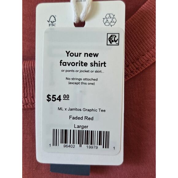 Marine Layer ML x Jarritos Graphic Tee Mens L Faded Red Super Soft NWT - Picture 3 of 9